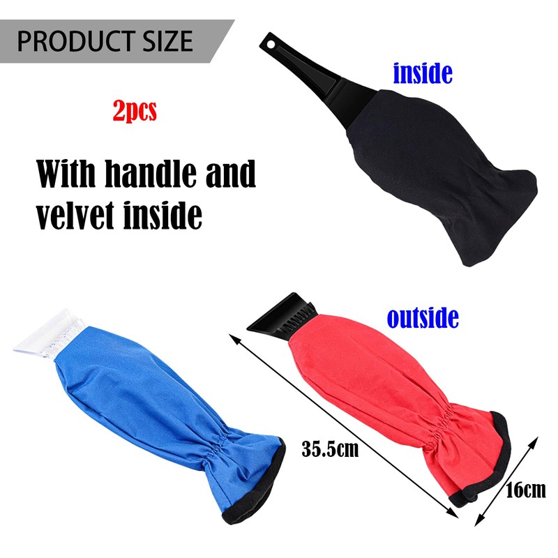 BDSHUNBF 2Pcs Ice Scraper Mitten for Windscreen,Ice Scraper with Glove,