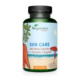 Vegavero Tanning Capsules | Beta Carotene, Vitamin E, L-Tyrosine, Copper, Zinc & Olive Leaf Extract | Flavonoids | Lycopene | Skin Protection Support | NO Additives, Lab-Tested | Vegan