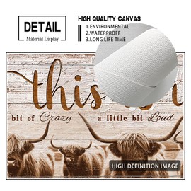 Highland Cow Canvas Wall-Art-Brown Cow Western Wall Art For Office Large Size-Inspirational Wall Art- Rustic Cattle Canvas Painting Country Cow Decorations Framed Artwork for Kitchen Bedroom40"x20"