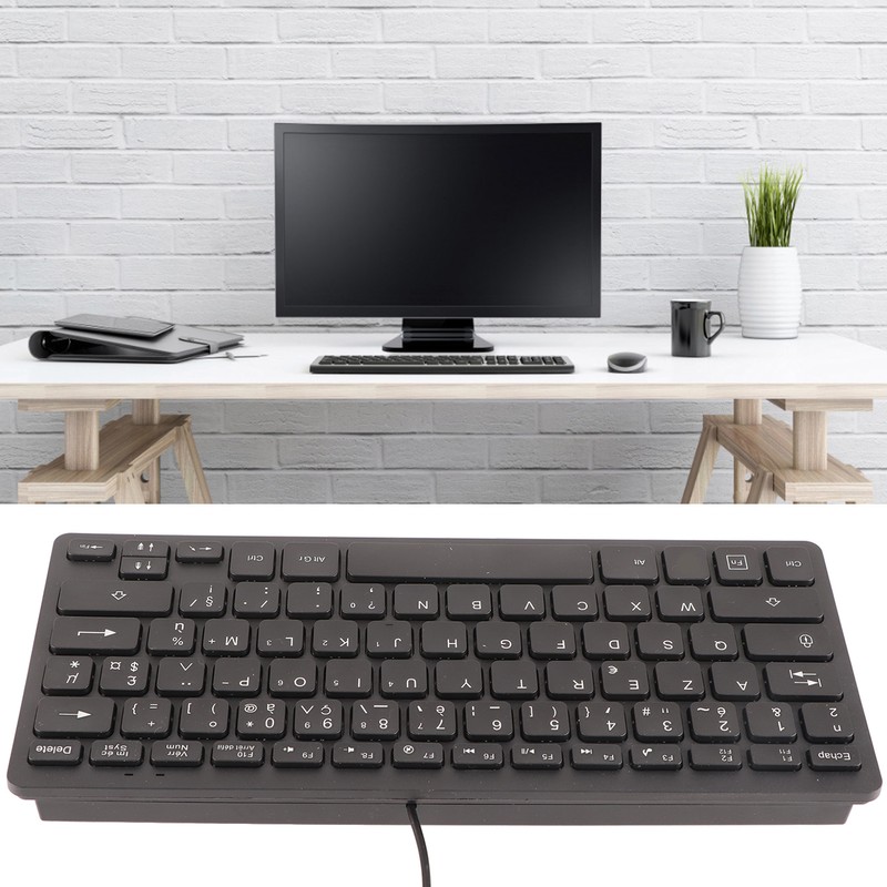 Computer Keyboards Ergonomic Design UltraThin Mini Durable Wired 78 Keys