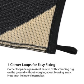 GarveeLife 8x10 Outdoor Rug for Patio Reversible, Plastic Straw Rug Waterproof Camping Rug Portable, Foldable Lightweight Mat for RV, Patio, Backyard, Deck, Picnic, Beach (Black/Offee)