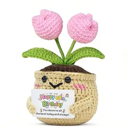 SDOFY 80th Birthday Gifts for Women Her Handmade Crochet Tulip Flower