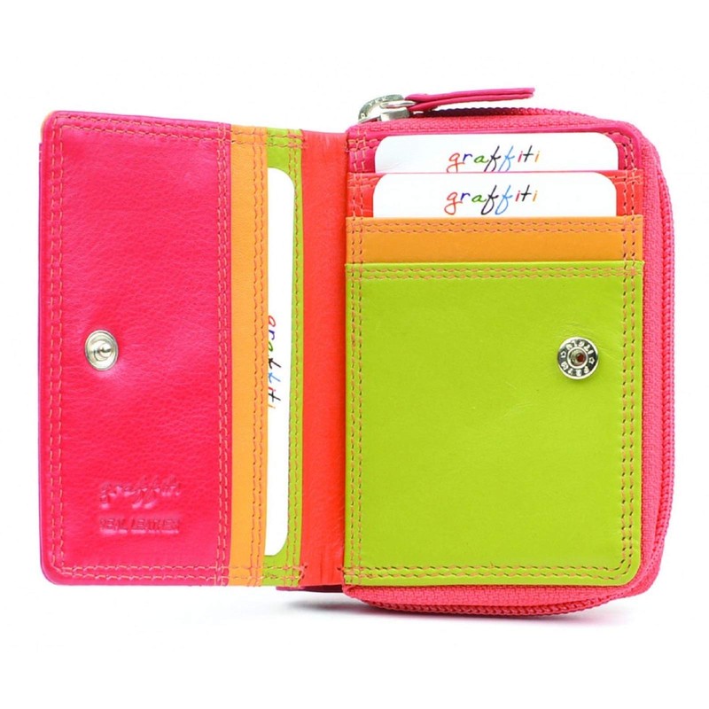 Graffiti Golunski RFID Small Leather Handbag Bright Colours 7.5 x
