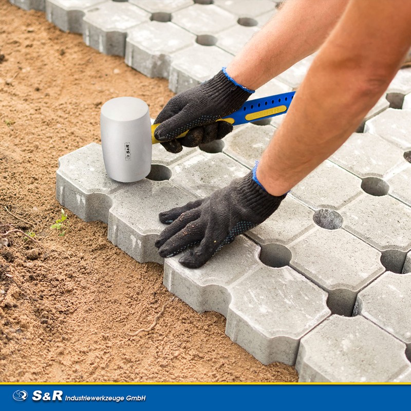 S&R Rubber Mallet White, 45 mm Diameter, with Fiberglass Handle,