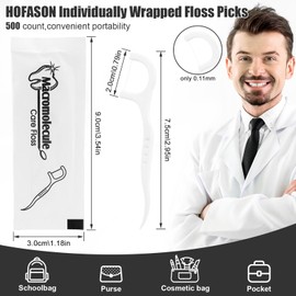 HOFASON 500 Count Individually Wrapped Floss Picks Dental Floss Sticks Bulk, Travel Flossers Oral Care Teeth Clean for Hotel Restaurant Office, Wedding Basket Supplies and Guest Bathroom Essentials