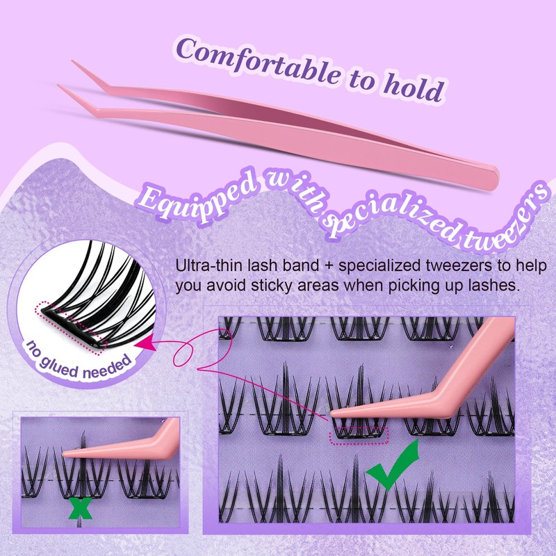 LZM Selbstklebende Wimpern C Curl 8-11mm Selbstklebende Wimpern Extensions Set