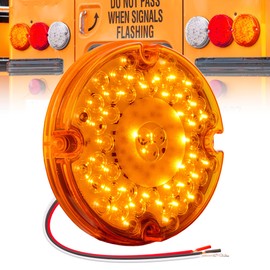TRUE MODS 7" Round 47-LED Turn Signal Tail Light For School Bus Transit Vehicles Refuse Hauler [DOT FMVSS-108] [SAE I6] [TBT Function] [9-16V DC] For Trailer Truck - AMBER