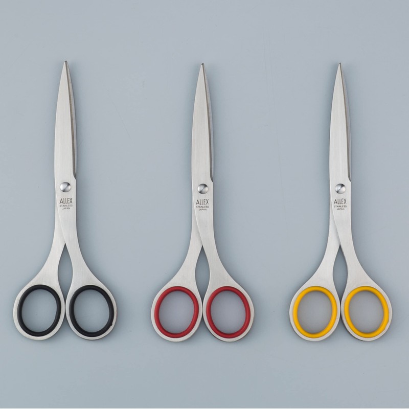 林刃物 ALLEX 事務用はさみ イエロー、レッド、ブラック 中 S-165 11102