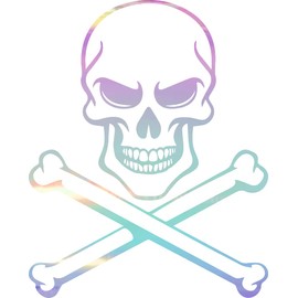 NBFU Skull And Crossbones Tattoo (Holographic Opal Purple) (Set Of 2) Premium Waterproof Vinyl Decal Stickers For Laptop Phone Accessory Helmet Car Window Bumper Mug Tuber Cup Door Wall Decoration
