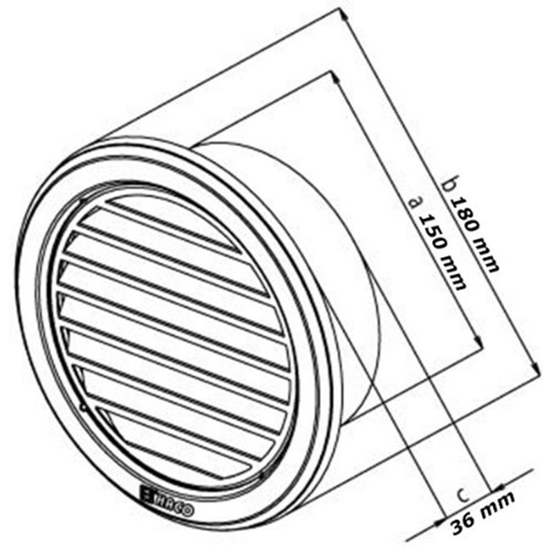 Haco Stainless Steel Circular Air Vent Grille Cover, 150mm, Brushed