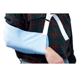 Skil-Care Pouch Arm Sling, Medium/Large, Adjustable Shoulder Strap, Cozy Cloth Fabric, Fits Either Arm, Non-Slip Buckle, Blue, 902012