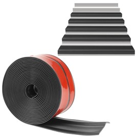 QWORK 20ft Vinyl Stair Nosing, Stair Steps Edge Trim Non-Slip Stair Edge Protector, Staircases, Black