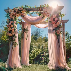 Xiomot Wedding Arch Draping Fabric 1 Panel 28.7" x 20FT Dusty Rose Sheer Chiffon Backdrop Drapes for Wedding Ceremony Birthday Party Bridal Shower Outdoor Decoration