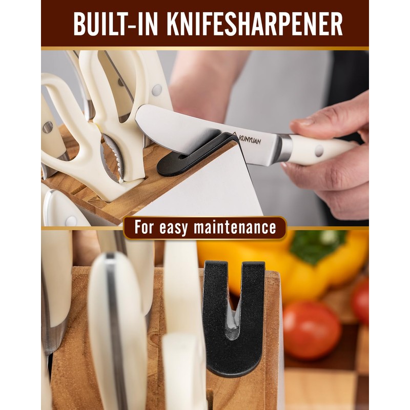 Knife Set, KUNYUAN 15 pieces Knife Sets for Kitchen,High Carbon