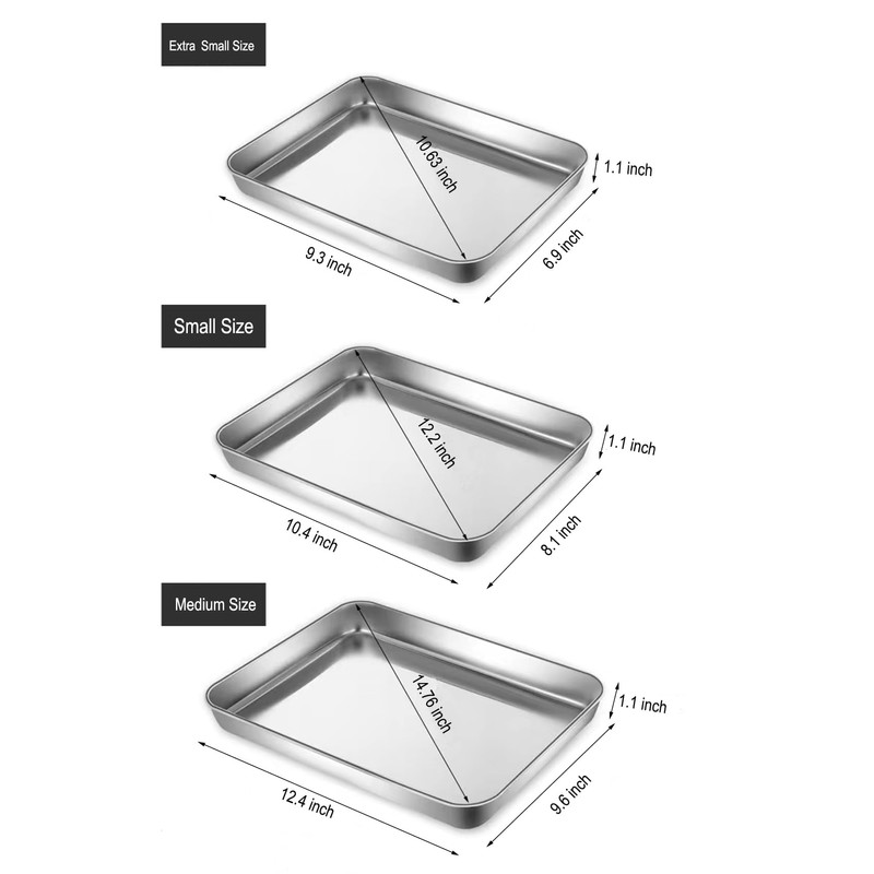 HYTK Small Cookie Baking Sheet Pans Stainless Steel 304 Tiny