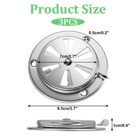 3 PCS BBQ Grill Smok Exhaust Vent Stove Air Vent Damper, Stainless Steel Grill Damper for Increased Airflow Replacement Parts BBQ Grilling Air Vent Set for Grill, Stove