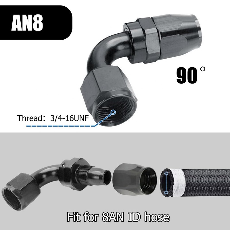 Letgoing 2PCS 8AN Automotive Fuel Line End Fittings Oil Cooler