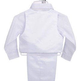 Dressy Daisy Baby Boy Satin Christening Outfit Baptism Clothes with Bonnet 5 Pieces Set Formal White Suit Size 6-9 Months 020