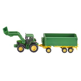 siku 1843, John Deere with Front Loader and Trailer, 1:87, Metal/Plastic, Green, Tipper Trailer
