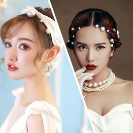 EOUIAV 18 Pieces 6 Sizes Pearl Hair Pins Bridal Pearl Hair Pins Wedding Bridal Hair Accessories Pearl Bobby Clips for Party Prom Wedding Daily Wear