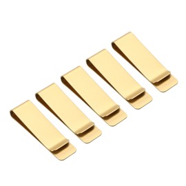 PATIKIL Pen Loop for Notebook, 5 Pack Slim Stainless Steel Traveler Journal Notebook Pencil Holder Sleeve Bookmark Clip, Brass
