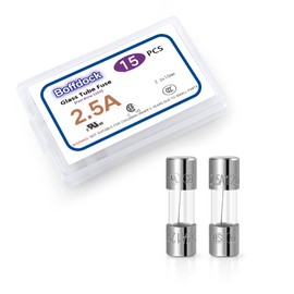 UL Listed F2.5AL125V Fast Blow Fuse-2.5A 125V 15 PCS Mini Fuse 0.14 x 0.39 Quick Blow Glass Fuses for String Lights, Christmas Lights,Bubble Light Strand(F2.5A)