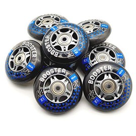 K2 Booster Skate Wheels 8 Pieces 76 mm/80A + ILQ5 + Aluminium Spacer (30F3006.1.1.76 mm Set)