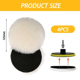 Zonoori Pack of 4 125 mm Lambswool Polishing Pads, Polishing Pads, Polishing Sponge for Random Orbital Sanders with Velcro