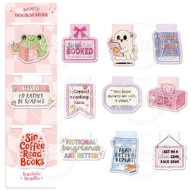 Kaciola Studio - 12 marcapáginas magnéticos brillantes, divertidas y lindas marcas de libros para amantes de los libros, accesorios de marcadores para