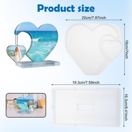 Heart Photo Frame Resin Molds, 2 PCS Large Heart Shape Silicone Molds DIY Epoxy Resin Picture Frame Display Mold Resins Casting Mold for Art Crafts Table Home Decor Gift