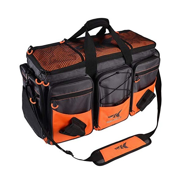 KastKing Fishing Tackle Bags, Fishing Gear Bag, Saltwater Resistant Tackle Bag,Extra-large Hawg (C: Extra-large Hawg (Without Trays, 26.4"x11"x15.4"))