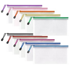 10 Pack Zipper Mesh Pouch, Stationery Storage Folder File, Multipurpose Pen Bag Storage Bag, Waterproof Travel Storage Pouch for School Office Supplies, 10 Colors