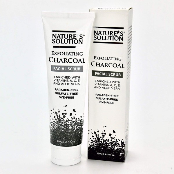 Nature's Solution Exfoliating Charcoal Facial Scrub, 5 oz - Paraben-free, Sulfate-free, Cruelty-free