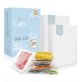 Cindybear 100pcs Vacuum Sealer Bags, Quart 8"x12" and Pint 6"x10" Food Saver Bags, Pre-cut Commercial Grade Vac Bags for Food Storage, BPA Free, Heavy Duty, Meal Prep or Sous Vide Cooking