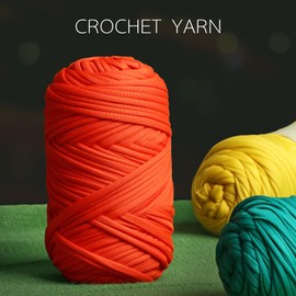 Mooaske 2 Pack T-Shirt Crochet Yarn for DIY Knitting Crochet Cloth Blanket Bag Dolls - 400g Chunky Thick Yarn for Crocheting with Polyester-Spandex Blend Elastic Fabric (Black)