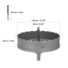 HARFINGTON Carbide Hole Saw Kit 130mm (5-1/8") Metal Hole Cutter Set with 5pcs Center Drill Bits Springs 1pcs Wrench for Stainless Steel Copper Iron Aluminum