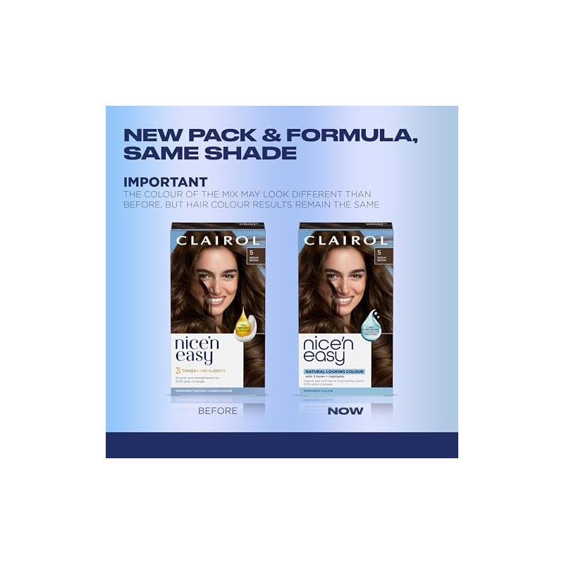 Clairol Nice 'n Easy Permanent Hair Color, 5 Medium Brown,