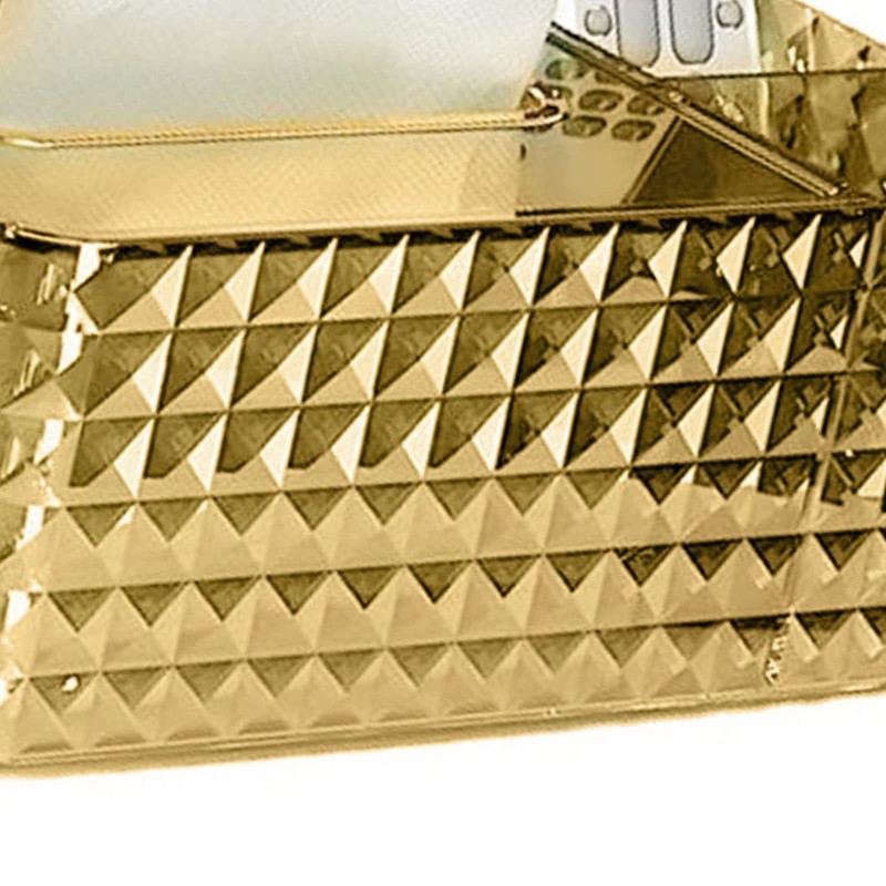 Paper Holder, Golden Diamond Tissue Box Holder with Transparent Rectangular