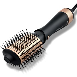 Hair Dryer Brush Blow Dryer Brush in 1 - Detachable 1 Step Volumizer, Styler, Dryer, 2.8" Oval Barrel, Professional Salon Hot Air Brush, Black Gold