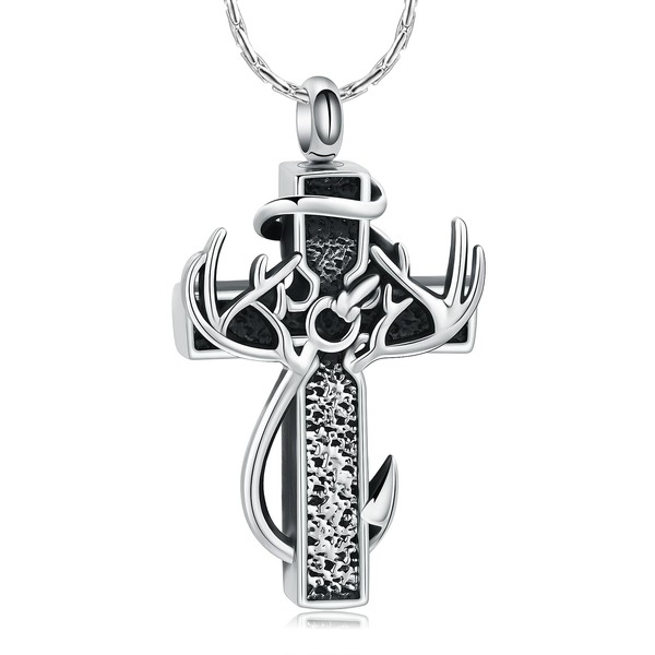 constantlife Cross Urn Necklace for Ashes for Women Men Fish