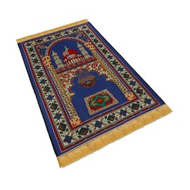 JINTN Islamic Prayer Rug Flannel Thick Padded Muslim Praying Mat for Men and Women Prayer Carpet Mat Traditional Muslim Ramadan Eid Gift