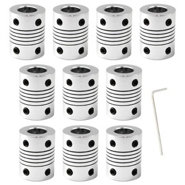 Flexible Shaft Coupler 5mm to 6mm 25mm Length Aluminum Alloy Flexible Coupler for 3D Printer and CNC Machines 10pcs (Key Included)