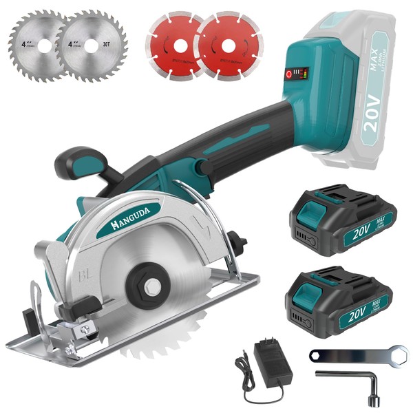 HANGUDA 20V MAX Mini Circular Saw(2 * 2.0Ah Bundle),6900RPM Cordless