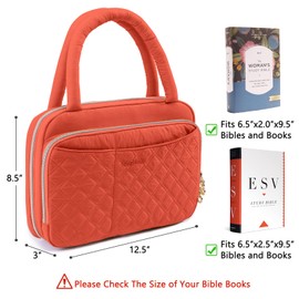 APOFFICE Quilted Bible Cover with Highlighters & Bible Tabs – Book Carrier Case for Women - Gift Box Ready - Book Holder with Pockets for Bible Study Supplies