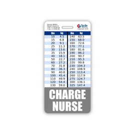 Charge Nurse Badge Buddy Vertical w/Height & Weight Conversion Charts (Standard, Gray)