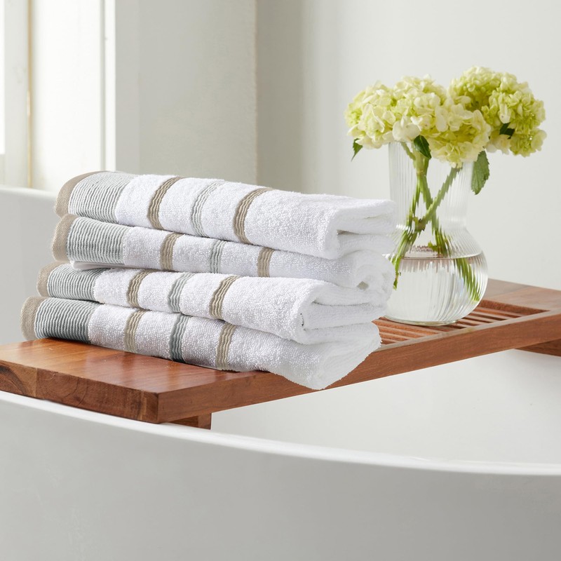 Decorative Bath Towel Set - Combed Cotton 4 Pack 54x27