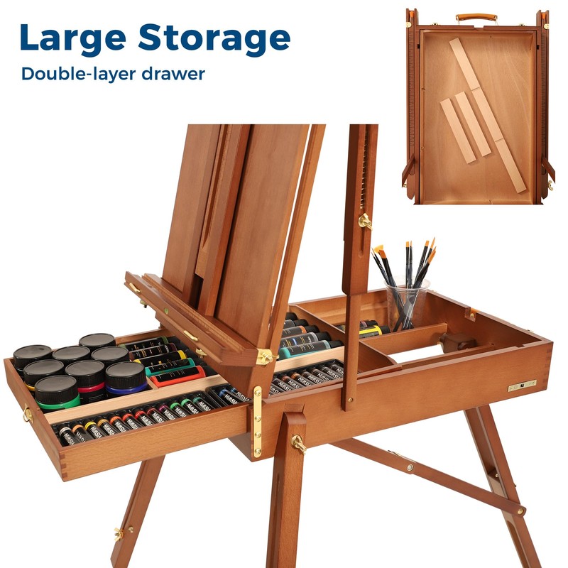 VISWIN French Easel for Painting with Palette, Shoulder Strap &