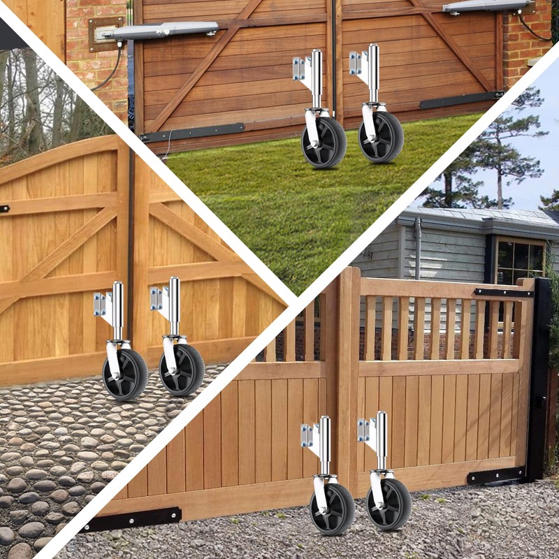 Homhoo Spring Loaded Gate Casters 8” Heavy Duty Gate Caster