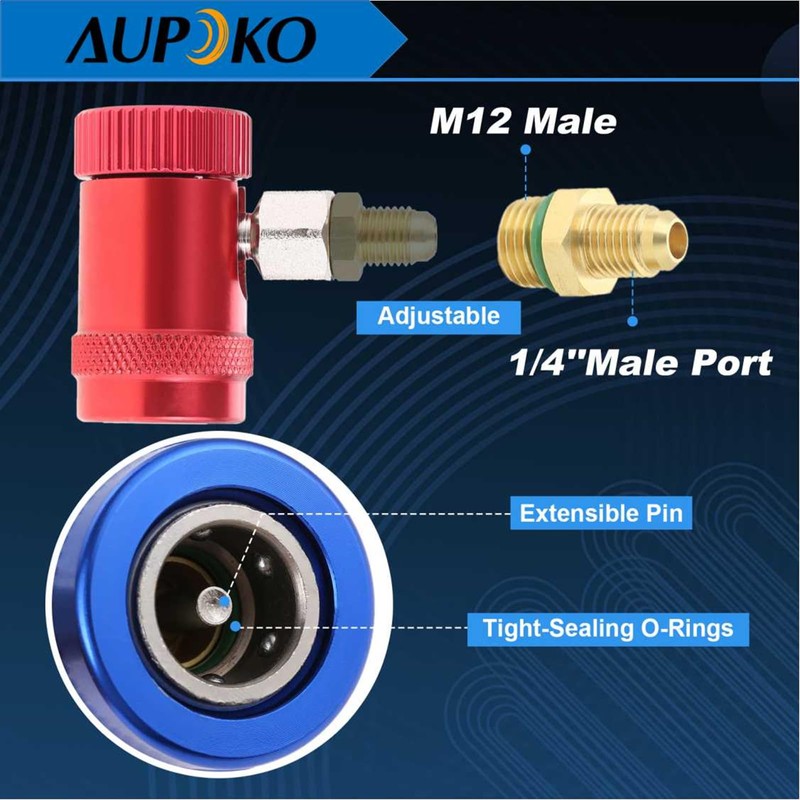Aupoko R1234yf Quick Couplers, High/Low Side R1234YF Manual Couplers Connector