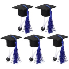 LUOZZY 5 Pcs Graduation Caps Small Dog Graduation Hats with Blue Tassel 2024 Graduation Pet Costume Accessory for Dogs Cats